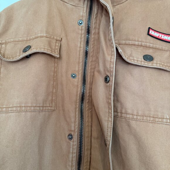 Craftsman Distressed Mens Brown Canvas Jacket With Button Chest Pockets & Zip Cl - Picture 3 of 8